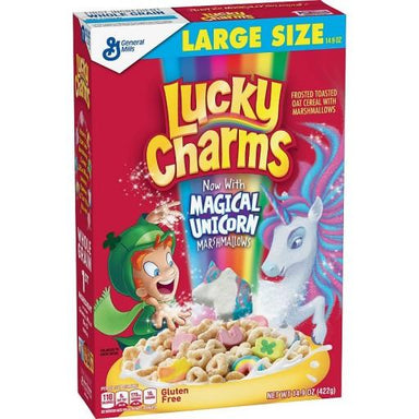 Lucky Charms Cereal with Magical Unicorns (Large Size 14.9oz) 422g - A Taste of the States